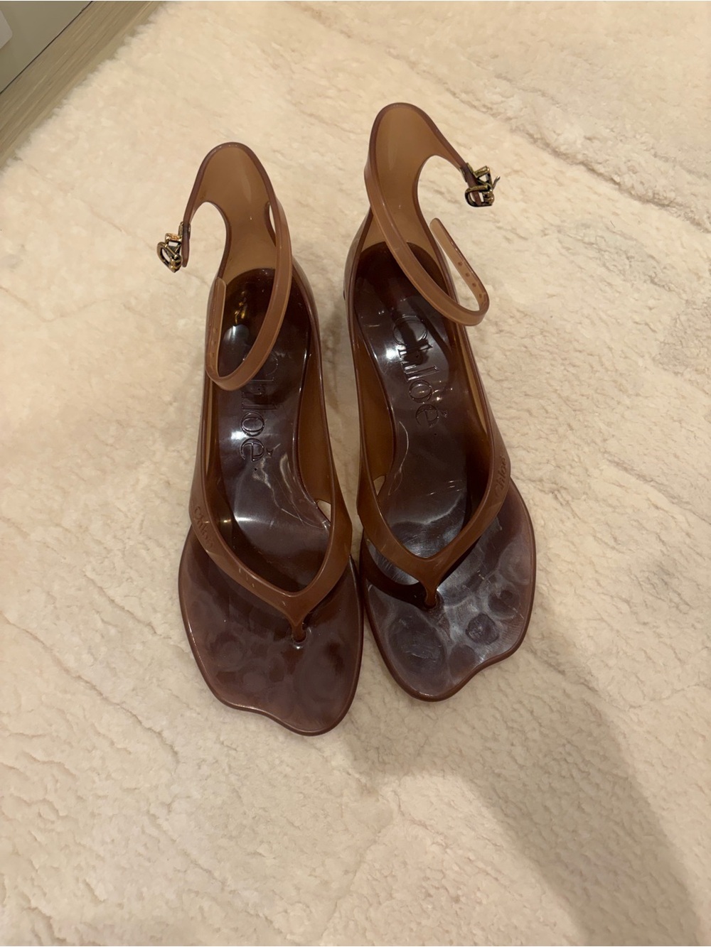 Chloe Brown Jelly Ankle-Strap Sandals